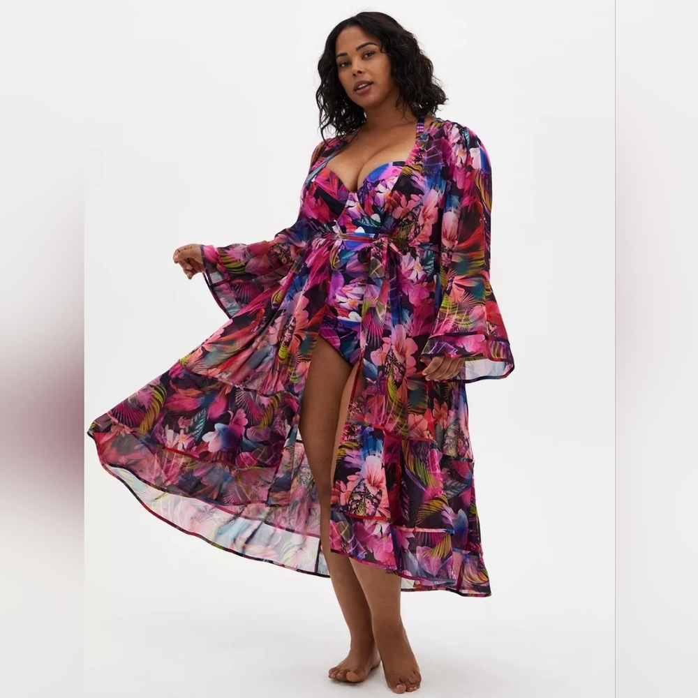 Torrid 3 Floral Sheer Kimono Cover-up - Picture 4 of 4